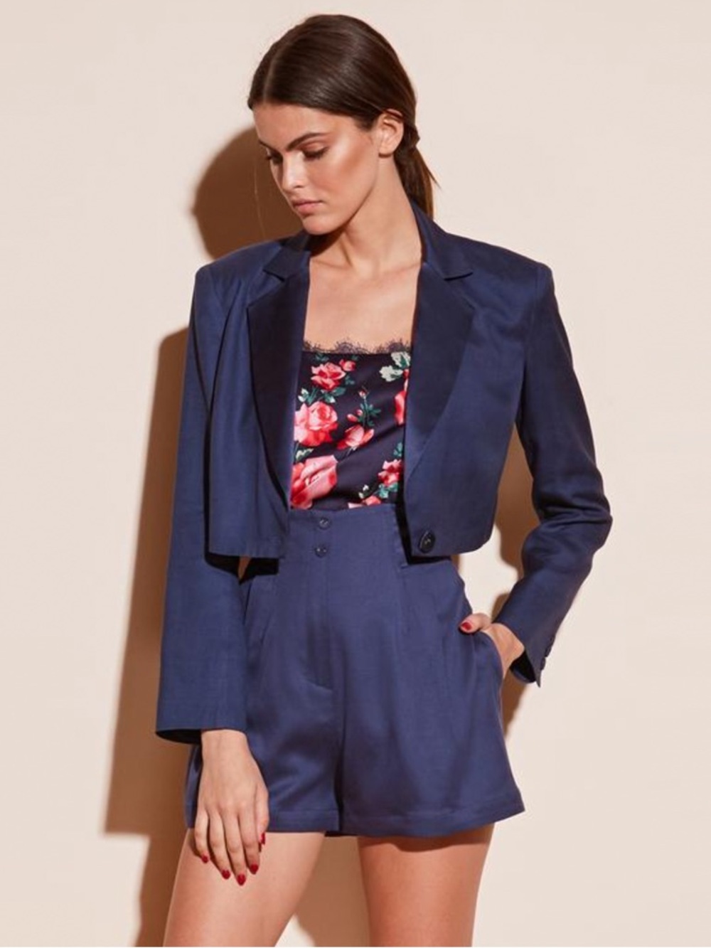 NWT - Fleur du Mal - Silk Cropped Blazer - Indigo